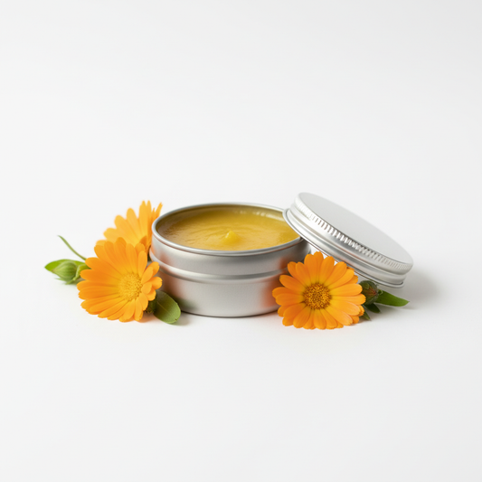 calendula salve in a 1oz silver tin